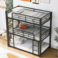 Harper & Bright Designs Metal Triple Bunk Bed Twin Over Twin Bunk Bed with Ladder and Safety Guardrail 3 Bunk Bed for Living Room Bedroom, Sliver