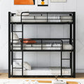 Harper & Bright Designs Metal Triple Bunk Bed Twin Over Twin Bunk Bed with Ladder and Safety Guardrail 3 Bunk Bed for Living Room Bedroom, Sliver