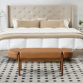 Dayalane 51" Modern Upholstered Bedroom Bench, Linen End of Bed Bench with Wooden Legs for Living Room, Entryway, Hallway Footrest, Beige