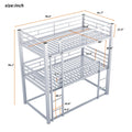 Harper & Bright Designs Metal Triple Bunk Bed Twin Over Twin Bunk Bed with Ladder and Safety Guardrail 3 Bunk Bed for Living Room Bedroom, Sliver