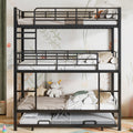 Harper & Bright Designs Metal Triple Bunk Bed Twin Over Twin Bunk Bed with Ladder and Safety Guardrail 3 Bunk Bed for Living Room Bedroom, Sliver
