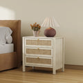 Surmoby Oak Boho 3 - Drawer Nightstand Set of 2 - Extra Wide Storage Night Stand with Gold Handles Large&Tall Bed Side Table for Bedroom Living Room Enterway