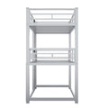 Harper & Bright Designs Metal Triple Bunk Bed Twin Over Twin Bunk Bed with Ladder and Safety Guardrail 3 Bunk Bed for Living Room Bedroom, Sliver