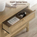 Surmoby Oak Boho 3 - Drawer Nightstand Set of 2 - Extra Wide Storage Night Stand with Gold Handles Large&Tall Bed Side Table for Bedroom Living Room Enterway