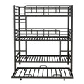 Harper & Bright Designs Metal Triple Bunk Bed Twin Over Twin Bunk Bed with Ladder and Safety Guardrail 3 Bunk Bed for Living Room Bedroom, Sliver