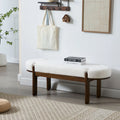 Dayalane 51" Modern Upholstered Bedroom Bench, Linen End of Bed Bench with Wooden Legs for Living Room, Entryway, Hallway Footrest, Beige
