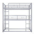 Harper & Bright Designs Metal Triple Bunk Bed Twin Over Twin Bunk Bed with Ladder and Safety Guardrail 3 Bunk Bed for Living Room Bedroom, Sliver