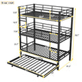 Harper & Bright Designs Metal Triple Bunk Bed Twin Over Twin Bunk Bed with Ladder and Safety Guardrail 3 Bunk Bed for Living Room Bedroom, Sliver