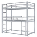 Harper & Bright Designs Metal Triple Bunk Bed Twin Over Twin Bunk Bed with Ladder and Safety Guardrail 3 Bunk Bed for Living Room Bedroom, Sliver