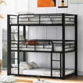 Harper & Bright Designs Metal Triple Bunk Bed Twin Over Twin Bunk Bed with Ladder and Safety Guardrail 3 Bunk Bed for Living Room Bedroom, Sliver