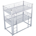 Harper & Bright Designs Metal Triple Bunk Bed Twin Over Twin Bunk Bed with Ladder and Safety Guardrail 3 Bunk Bed for Living Room Bedroom, Sliver