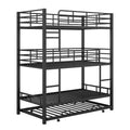 Harper & Bright Designs Metal Triple Bunk Bed Twin Over Twin Bunk Bed with Ladder and Safety Guardrail 3 Bunk Bed for Living Room Bedroom, Sliver