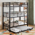Harper & Bright Designs Metal Triple Bunk Bed Twin Over Twin Bunk Bed with Ladder and Safety Guardrail 3 Bunk Bed for Living Room Bedroom, Sliver