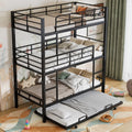 Harper & Bright Designs Metal Triple Bunk Bed Twin Over Twin Bunk Bed with Ladder and Safety Guardrail 3 Bunk Bed for Living Room Bedroom, Sliver